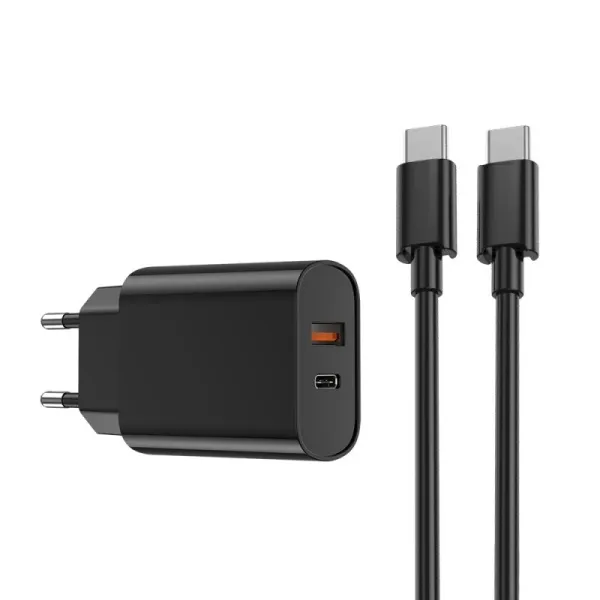 Блок WIWU USB-C 20Вт + Кабель USB-C - USB-C Black