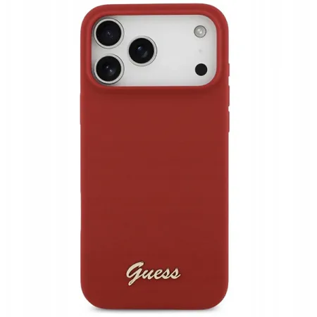 Guess для iPhone 17 Pro Max чехол Liquid silicone Gold metal logo & Camera Hard Magenta (MagSafe)